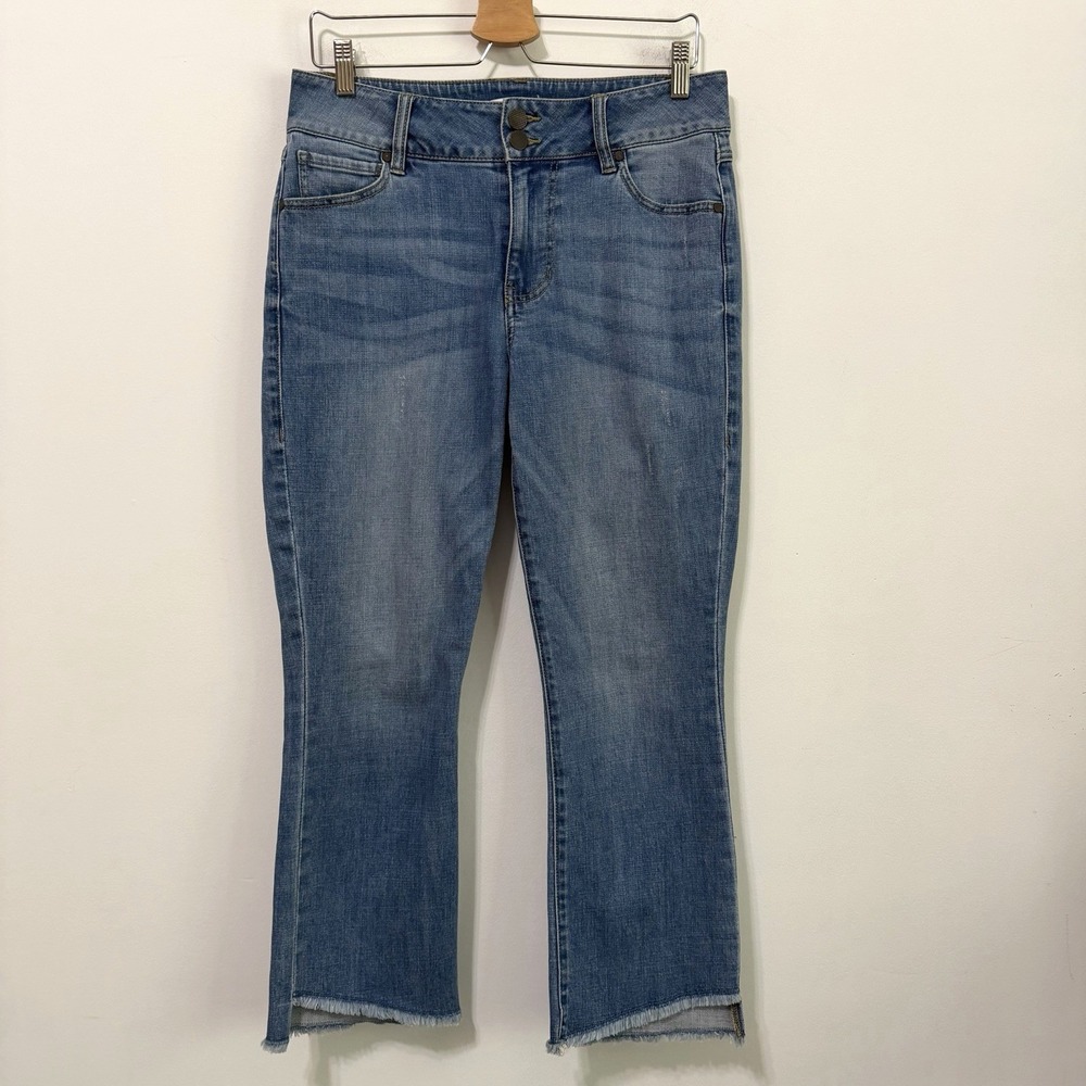 Cabi Hi Low Crop Jeans 8 Style 6070 Mid Rise 32x26 Trendy Casual Stretch Blue